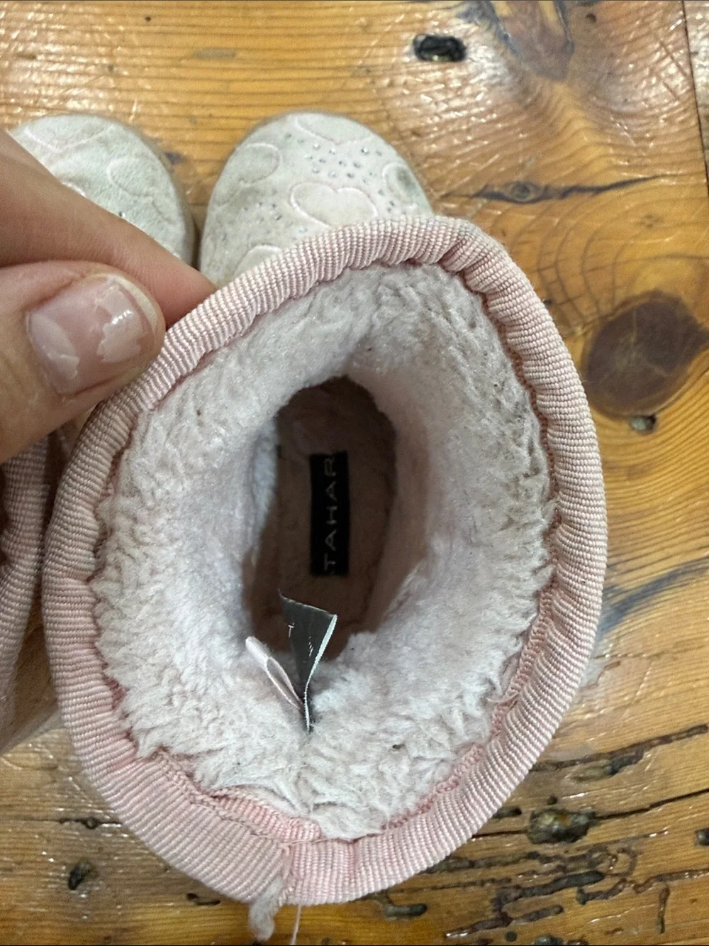 Tahari Pink Suede-Look Heart Embellished Girls' Winter Boots Toddler Size 9
